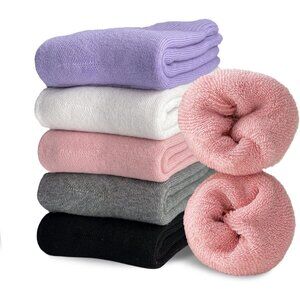 Women 5 Pairs D- Black,White,Grey,Pink,Purple Warm Winter Cozy Thermal Socks